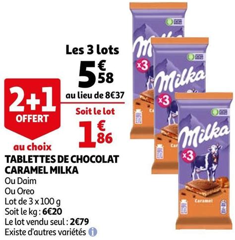 Promo Milka Tablettes De Chocolat Caramel Chez Auchan