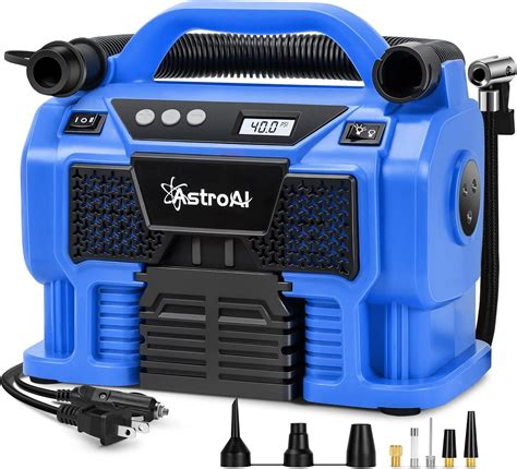 Astroai 160 Psi Cordless Air Compressor Portable Tire Inflator Blue Car Tire Pump 3 Power Supply