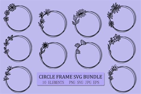 Floral Circle Frames Svg Bundle Monogram Frames