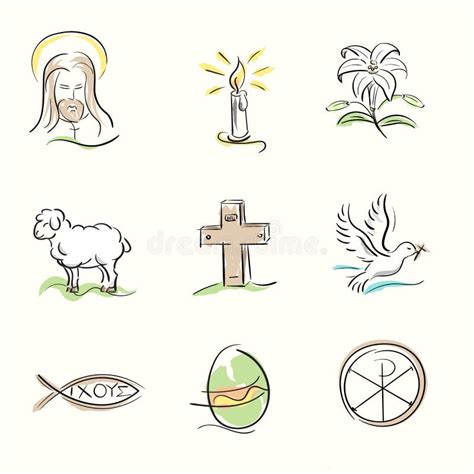 Set Of Easter Christian Symbols And Spring Hand Drawn Illustrations Stock Vector - Image: 51163102