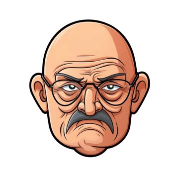 Oldman Bald Surprised Face Cartoon Cute Icon Father Expression Png