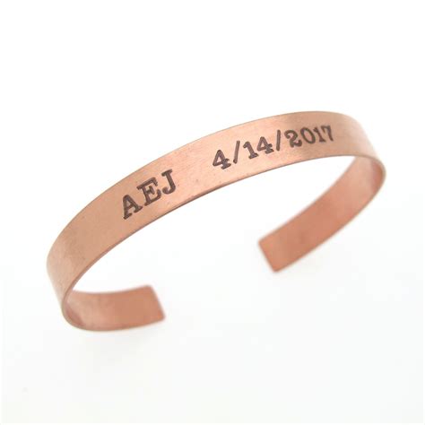 7th Anniversary T Personalized Copper Cuff Bracelet Boyfriend T