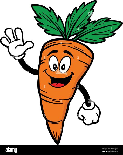 Carrot Waving A Cartoon Illustration Of A Carrot Waving Stock Vector