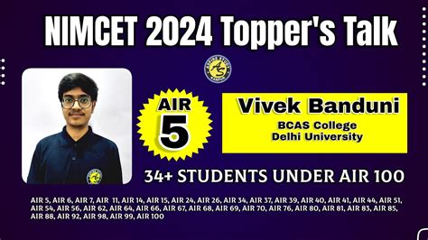 Nimcet Topper Air Vivek Banduni Delhi University Bcas Top