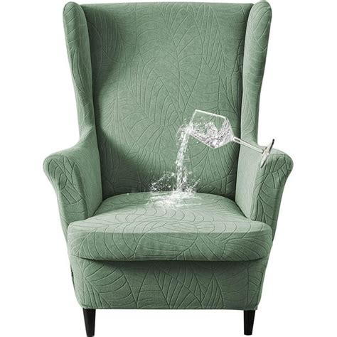 TOPCHANCES Jacquard Wingback Chair Slipcovers, 2-Piece Stretch Spandex ...