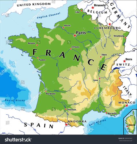 Physical Map Of France