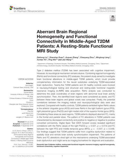 PDF Aberrant Brain Regional Homogeneity And Functional Connectivity