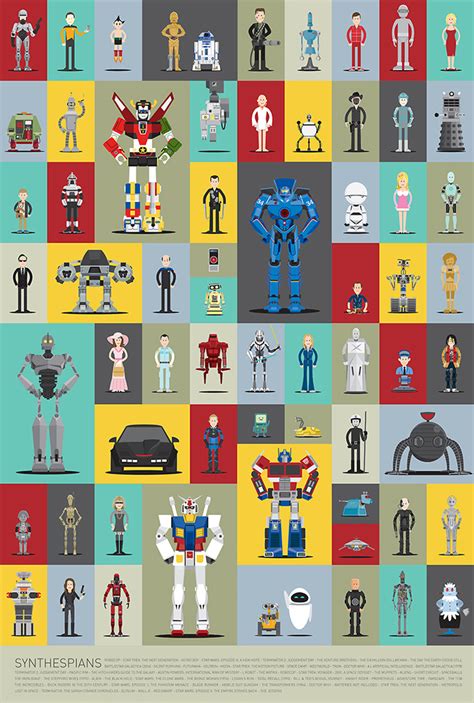 Synthespians, Illustrated Versions of 66 Famous Robots From Movies & Television Shows