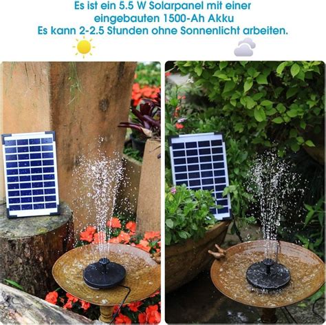 J103 Aisitin Solar Fountain 5 5 W Built In 1500 MAh Battery Solar