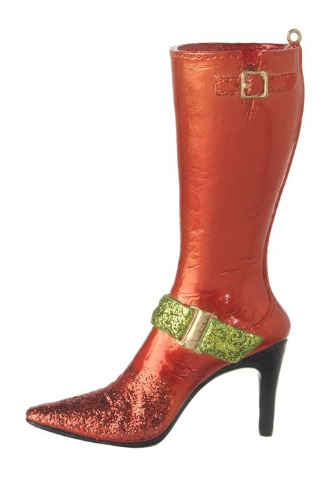 Red High Heel Boot Christmas Ornament