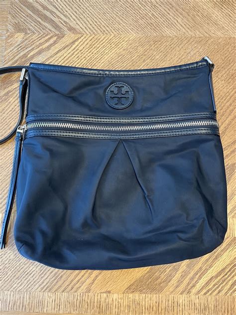 Tory Burch Crossbody Bag Purse Black Nylon Gem