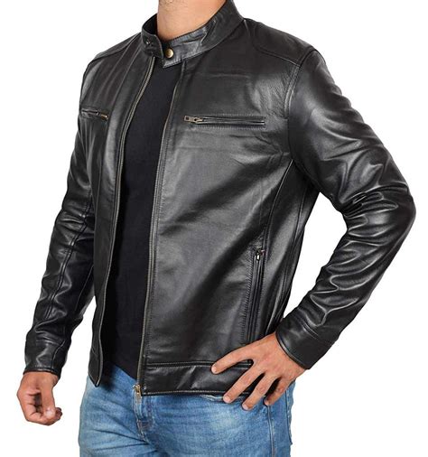 Mens Black Lambskin Leather Jacket - RockStar Jacket