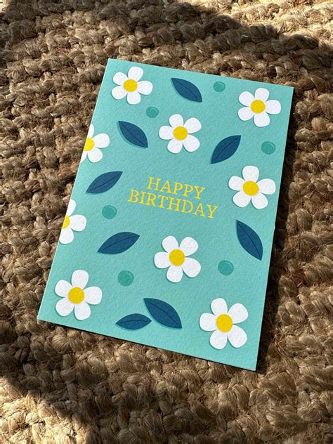 Happy Birthday Card Flower Greeting Card - Etsy