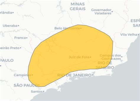 Parte De SP MG E RJ Em Alerta Para Para Pancadas De Chuva Raios E