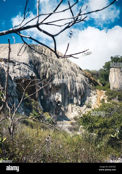 Beautiful shot of a natural springs "Hierve El Agua" with calcified ...