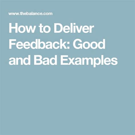 Examples of Positive, Effective Feedback -- and What Not to Say ...