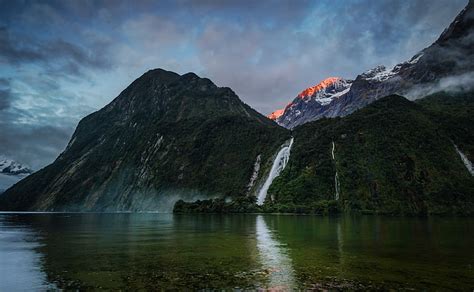 Hd Wallpaper Waterfall In New Zealand Green Mountain Oceania Nature