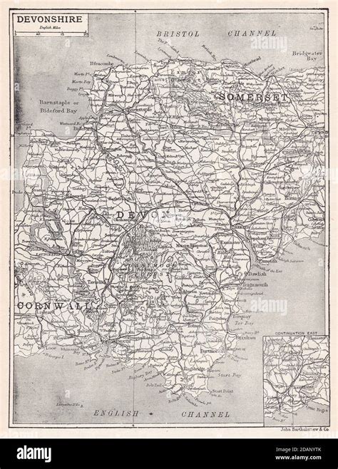 Vintage Map Of Devonshire 1900s Stock Photo Alamy