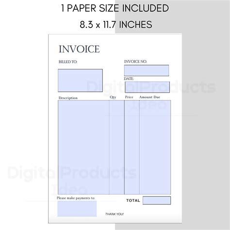 Plantilla de factura imprimible para pequeñas empresas Descarga de PDF