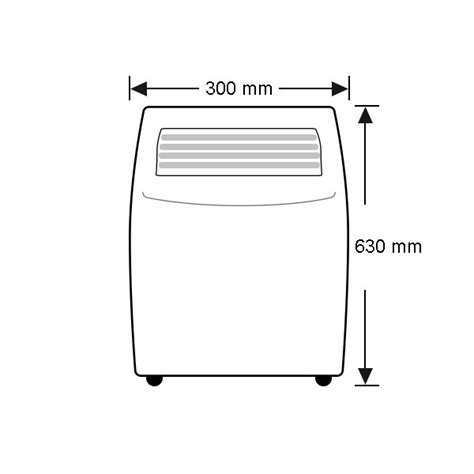 Dimplex DC10RC 3kW Portable Reverse Cycle Air Conditioner Front Dimension