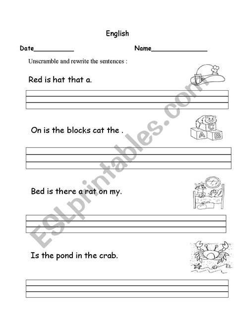 English Worksheets Unscramble The Sentences F33