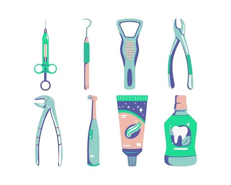 Premium Vector | Dental care set dentist tools vector illustration in ...