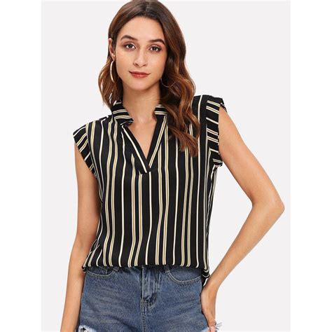 V Neckline Striped Top Multicolor Striped Top Outfit Striped Tops