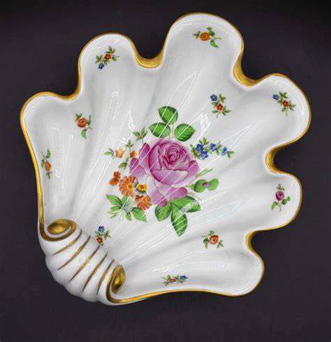 Proantic Herend Porcelain Dish Hungary Shell Shape Plate