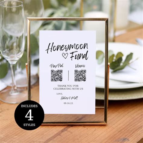 Honeymoon Fund QR Code Sign Honeymoon Fund Sign With Qr Code Etsy