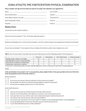 Fillable Online Iowa Sports Physical Form Fill Out And Sign Printable