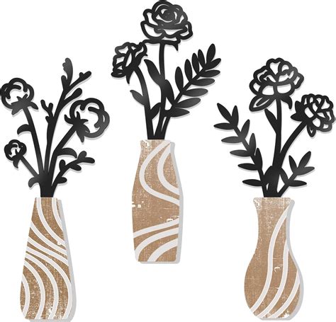 Amazon Zzbakress 3 Pcs Modern Metal Flowers Wall Art Farmhouse