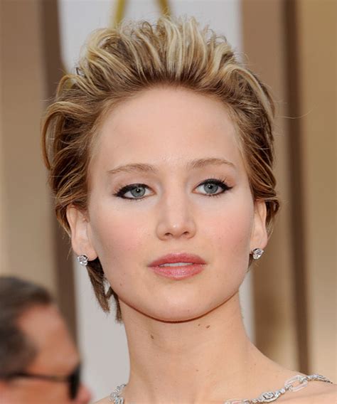 Jennifer Lawrence Short Straight Formal Hairstyle Chestnut Brunette