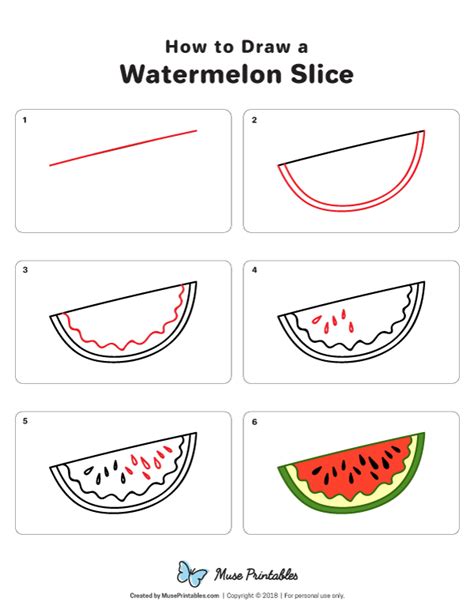 Learn How To Draw A Watermelon Slice Step By Step Download A Printable