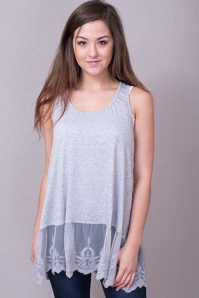 Lace Hem Tank Grey Layering Tank Umgee Lace Hem Tunic Length Umgee