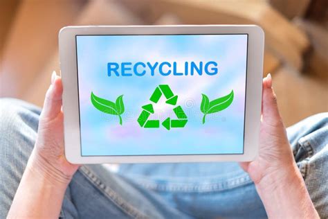 Recycling Concept On A Tablet Stock Image Image Of Digital Arrow 137569855