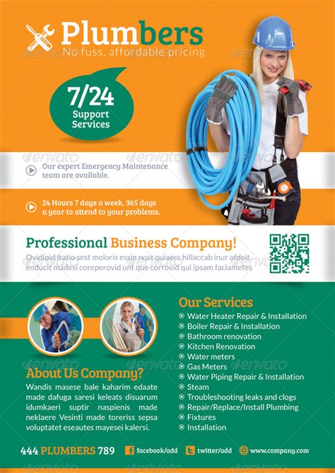 Plumbers Flyer Template By Grafilker Graphicriver