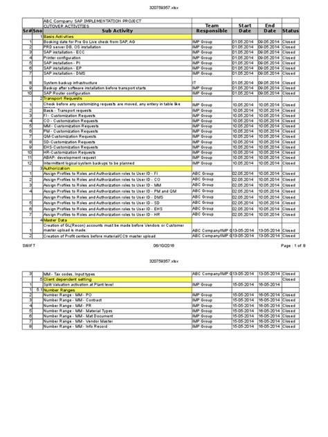 Software Cutover Plan Template