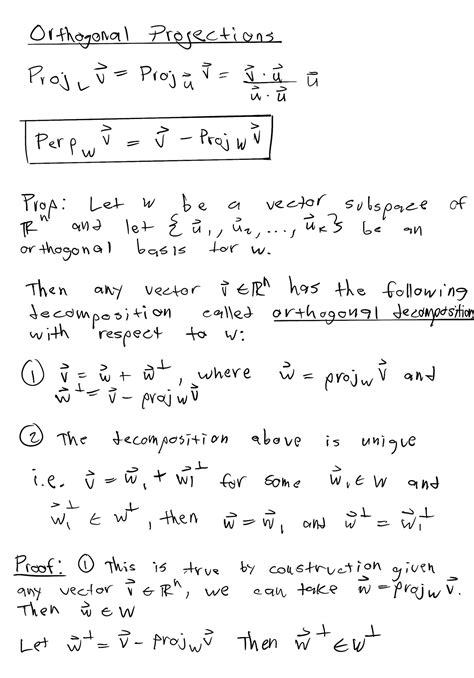 SOLUTION Orthogonal Projections Studypool