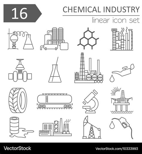 Chemical Industry Icon Set Thin Line Icon Design Vector Image