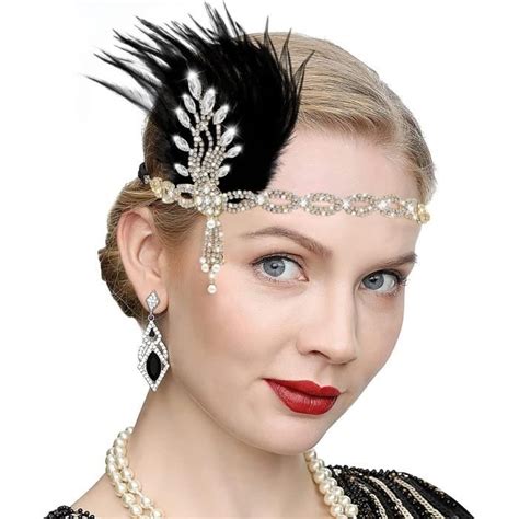 Bandeau en plumes et strass style Gatsby des années 1920 Accessoires