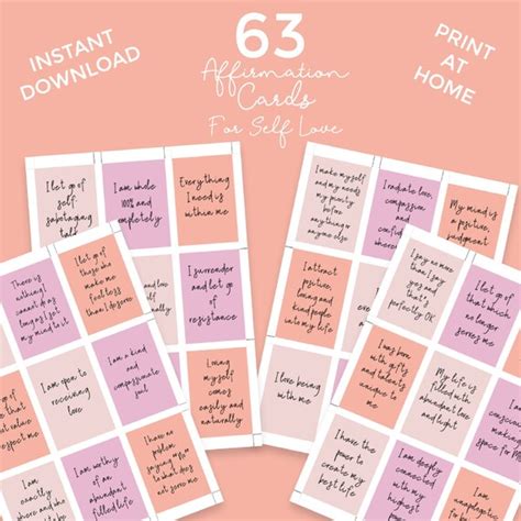 63 Daily Affirmation Cards For Self Love Affirmation Cards Etsy