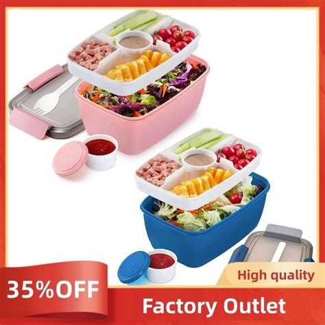 Adult Lunch Box 2000 Ml Lunch Box With Compartments 2 Tier Salad Box To Go Large