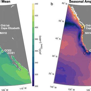 Climatological Mean Pco Sw From Five Noaa Ocean Moorings And The