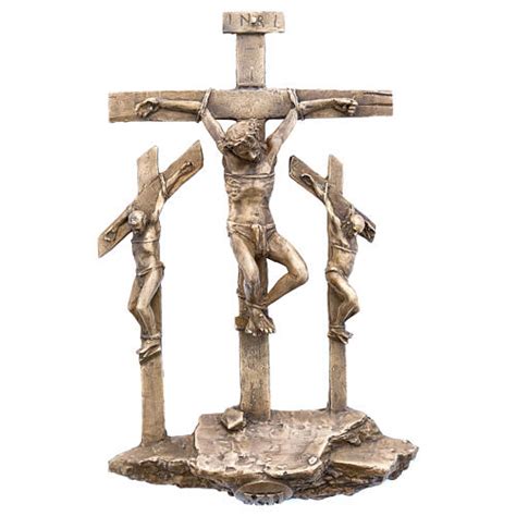 14 Bronze Stations Of The Cross Hanging Christ Death Via Dolorosa 34 Cm