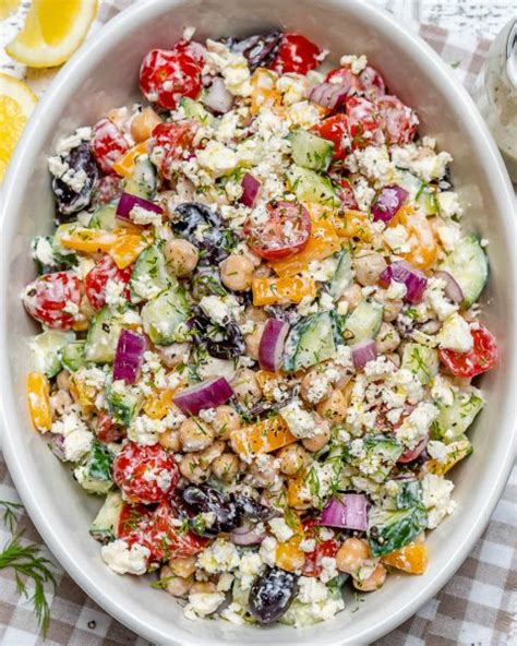 Greek Chickpea Salad Tzatziki Dressing For A Plant Based Protein Boost Clean Food Crush