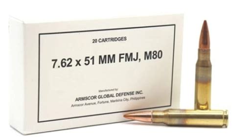 ARMSCOR 7 62X51MM M80 147 GRAIN FULL METAL JACKET 20 Rounds