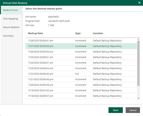 Step 2 Select Restore Point Veeam Backup Enterprise Manager Guide