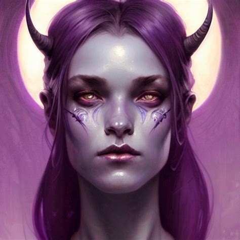 Prompthunt Tiefling Portrait Purple Skin Moon Ashes Fantasy