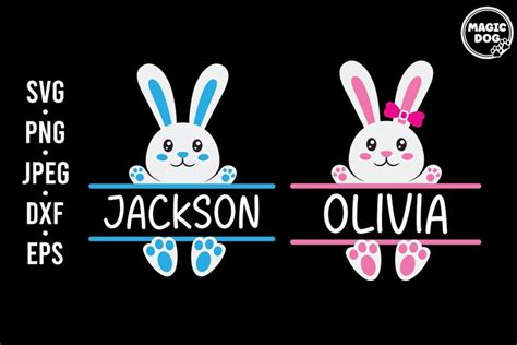 Bunny Name Frame Svg Easter Bunny Monogram Svg