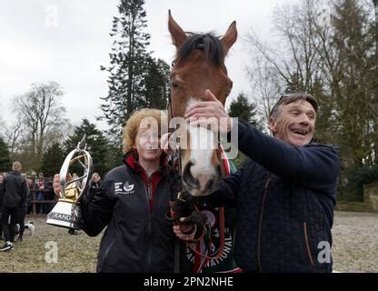 Peter Scudamore (left) and Trainer Lucinda Russell, with Corach Rambler ...